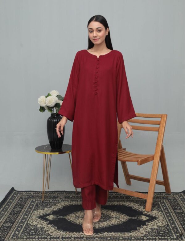 Maroon Marina Solid Suit – 2 Piece